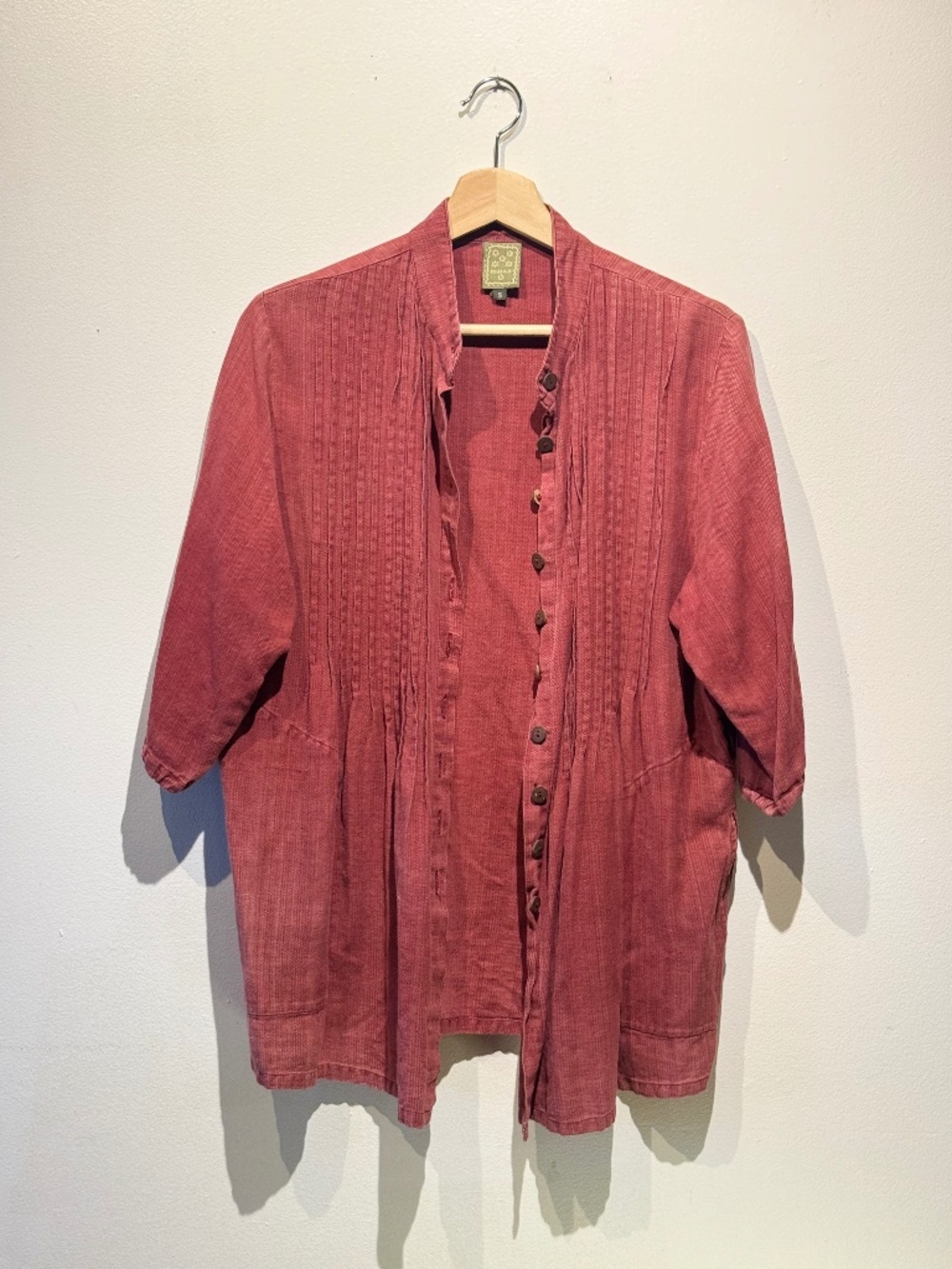 MAIWA 100% Organic Cotton Red Tunic Blouse